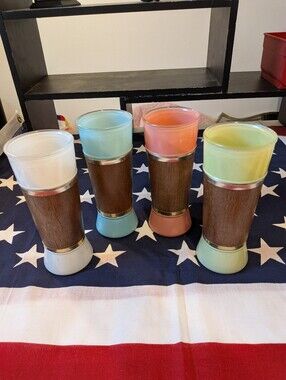 MCM Siesta Ware Wood Wrapped Tumblers- Set of 4